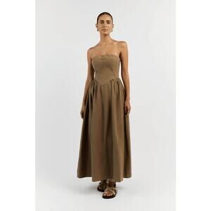 DISSH Hyland Strapless Midi Dress - 2 Coffee